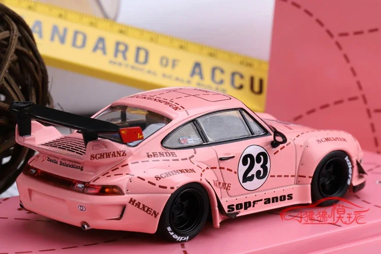 1:43 Porsche RWB 993 77 # Model symulacyjny ze zmodyfikowanego stopu 11, kolekcja zabawek dekoracyjnych dla dzieci, prezenty świąteczne dla dzieci