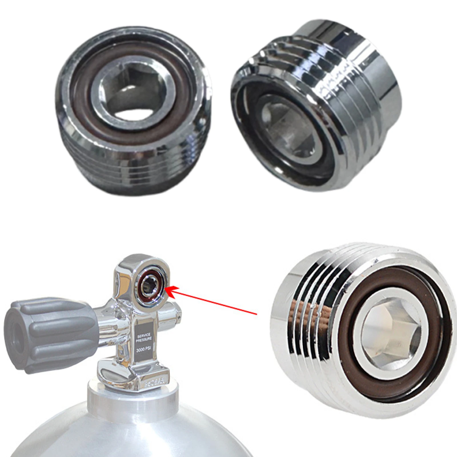 Din To Yoke Cylinder Tank Insert Valve Adaptor Converter G5/8 Thread Scuba Tank Adapter Scuba Diving Tank Valve for Water Sports