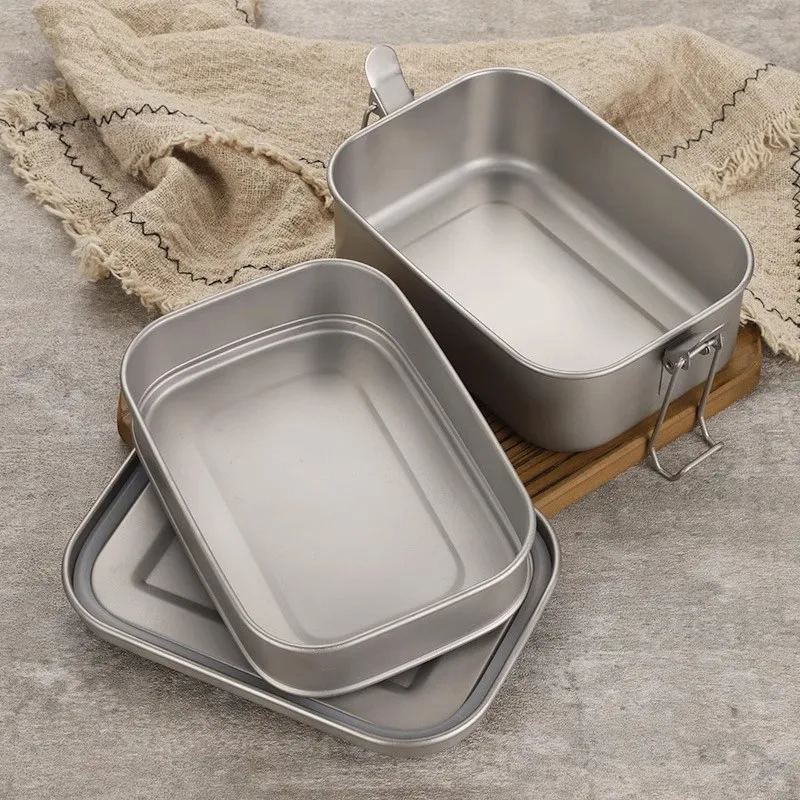 Silicone Sealing for Healthy Titanium Alloy  Dinner Box Leak-Proof Lunch Box Titanium Box  800ml 1200ml 1400ml