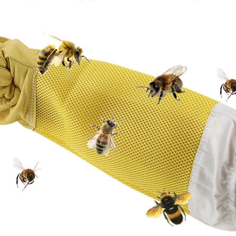 Bee Proof Gloves Beekeeping Protective Tools Convenient Practical Durable Anti-bee Anti Sting Yellow Long Mesh Gloves