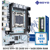 SOYO X99 Motherboard LGA 2011-3 Set Kit Xeon E5 2650 V4 CPU Processor 16G=1*16G DDR4 REG ECC RAM Memory M.2 NAME For Computer