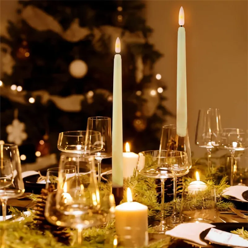 LED Flameless Flickering Taper Candles 3D Wick Candles Lamp with Remote Control Tea Lights Wedding Home Decor Battery Operated image 6