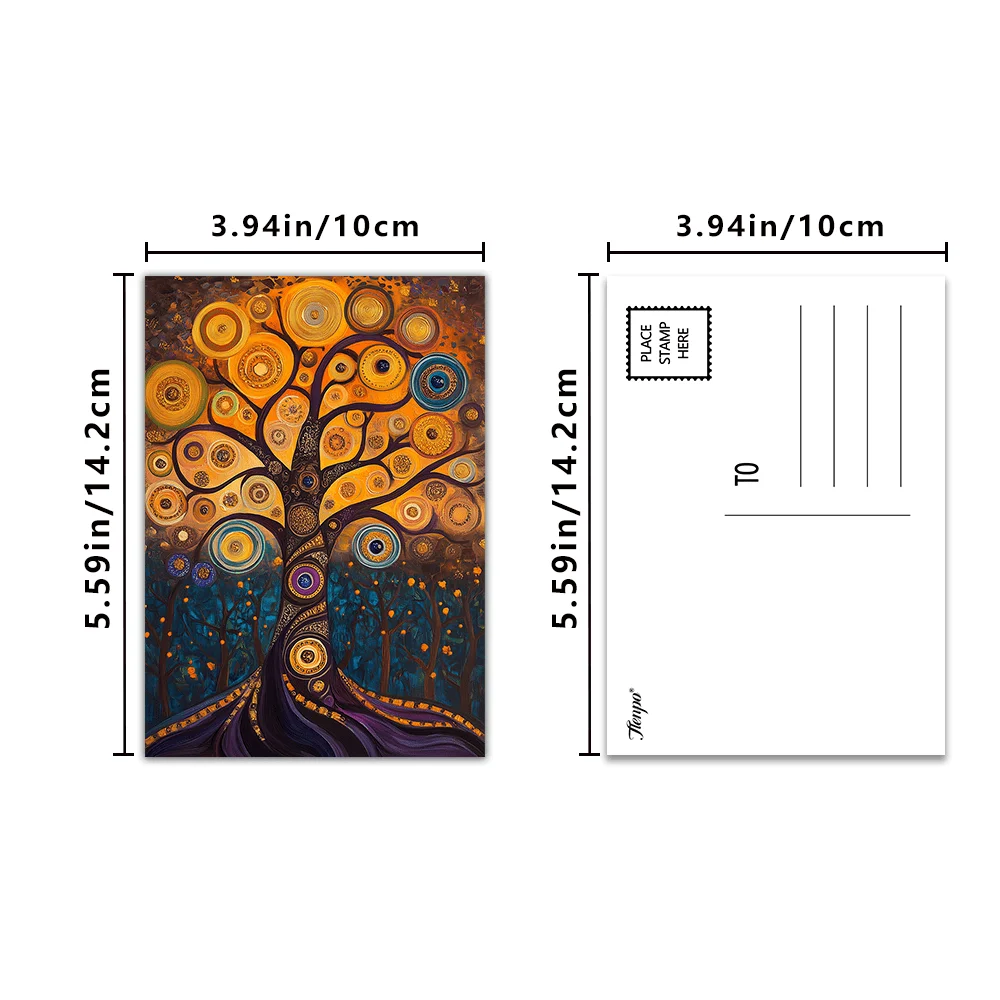 32pcs, Golden Tree of Life postcards, decorations/greeting cards/postcards, high-precision printing, collectible and mailable