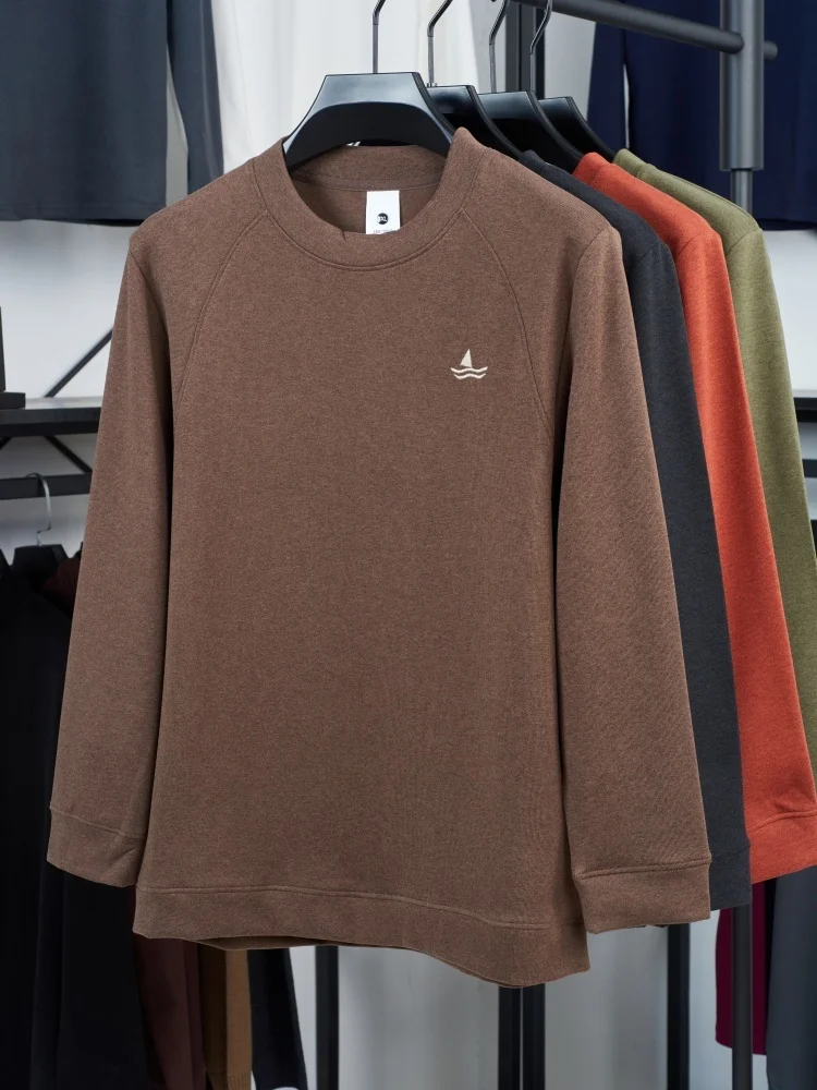 الرجال عالية الجودة العلامة التجارية الخريف الشتاء عادية الدافئة المخملية طويلة الأكمام تي شيرت كامل جديد رائعة المراكب الشراعية التطريز البلوز