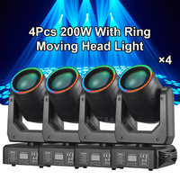4Pcs Lyre Beam 200W DJ Mobile Head DMX512 Moving Head Disco Light 18Prism Rotating Spot Party Stage Lighting For Nightclub Bar