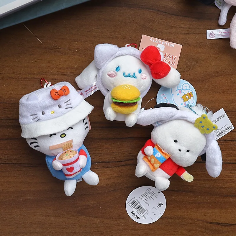 2024 Cute Sanrio Decorative Hat Kuromi Cinnamoroll HelloKitty Kawaii Doll Hair Hoop Pendant Plush Role Playing Toy Keychain Gift