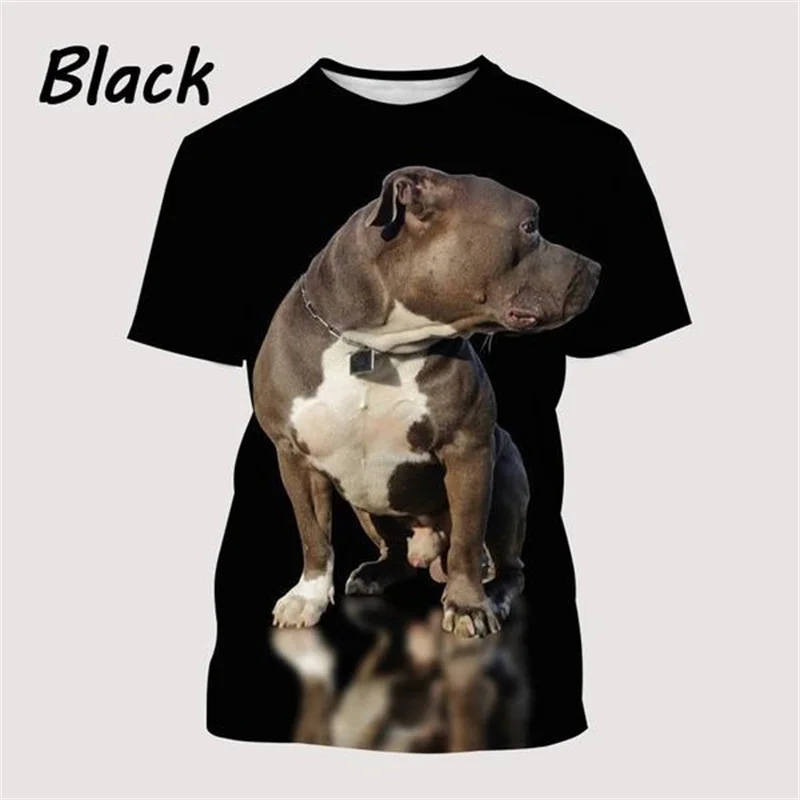 2024 Summer Newest 3D Pitbull Dog Painting Unisex Casual T-shirt Tops Men Fashion Graphic T Shirts Women Tee Tops Clothes