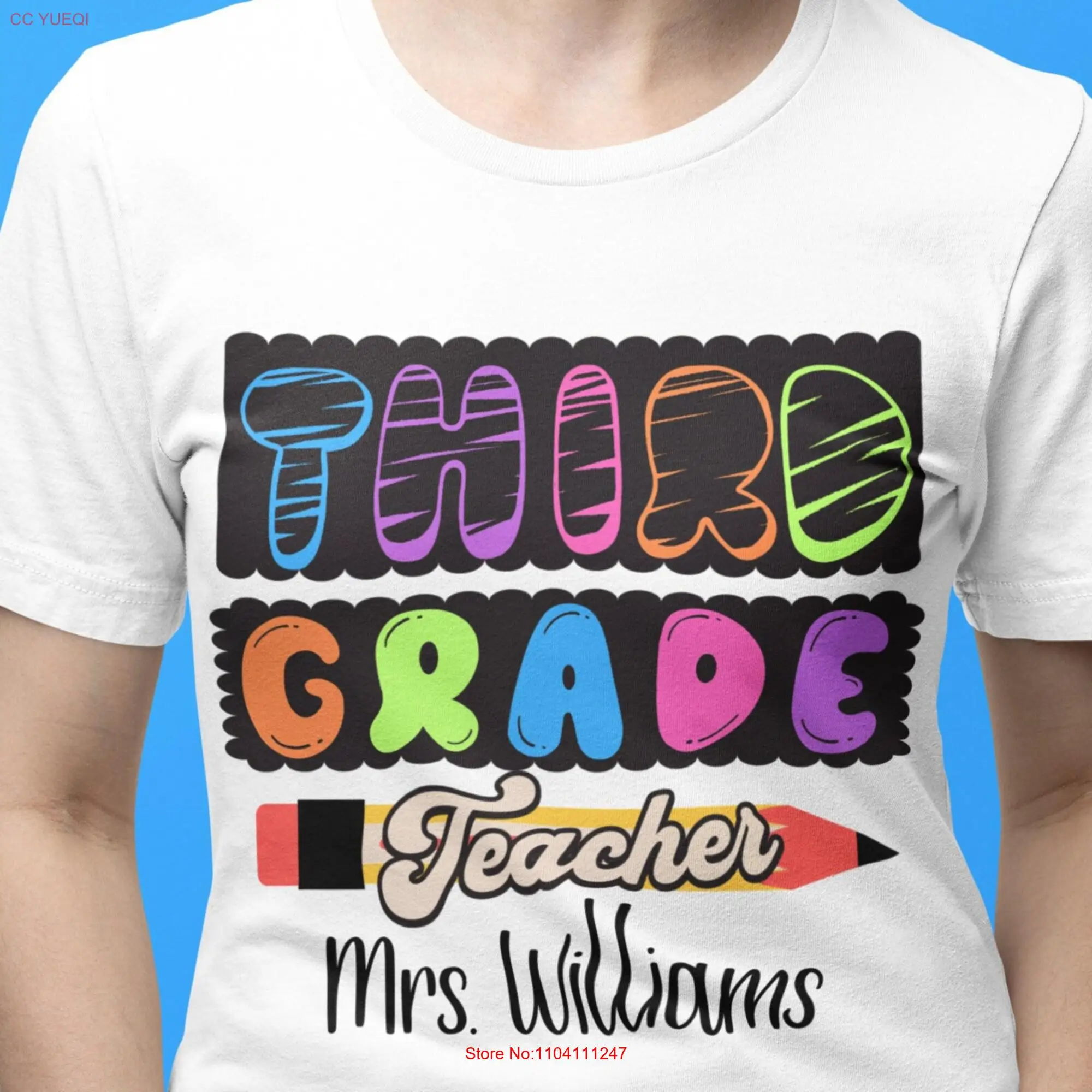 Custom Third Grade Teacher T Shirt Personalized 3rd Back to School Appreciation First Day of long or short sleeves