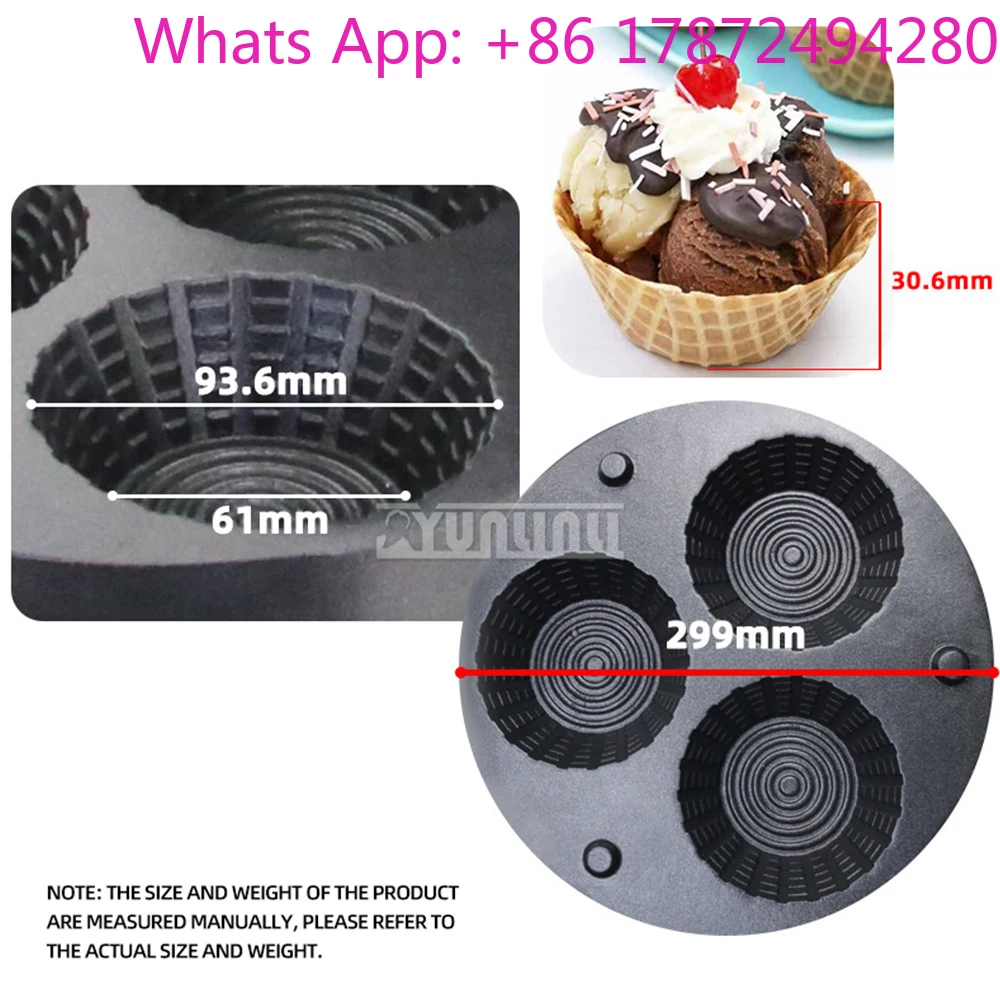 Commercial Waffle Cup Machine Stainless Steel Sweet Cone Snack Making Equipment