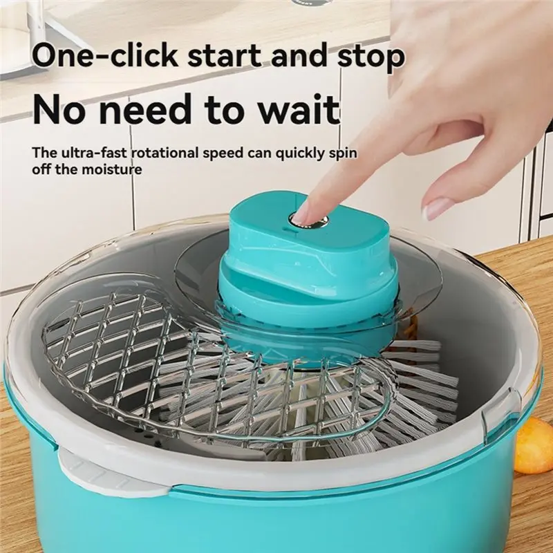 WORTHOWN-Salad Spinner And Produce Washer Electric Fruit Washer One-Touch Produce Washing And Drying Solution For Meal Prep