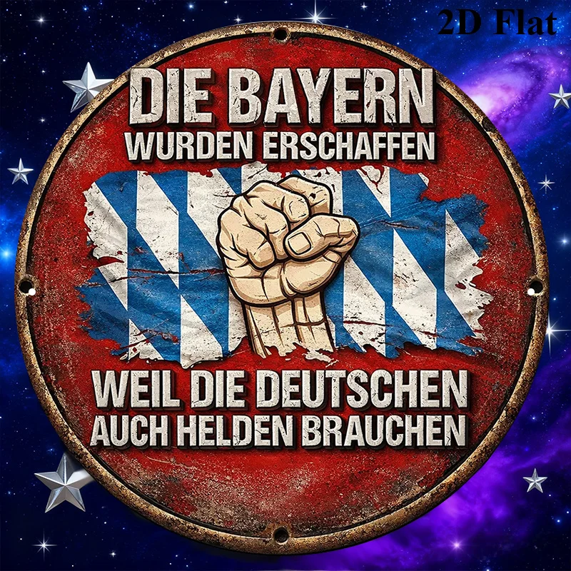 1pc Bavarian Bavaria Themed Vintage Aluminum Wall Plaque - 8-Inch Round German Cultural Decor Sign Suitable for, Cafe,