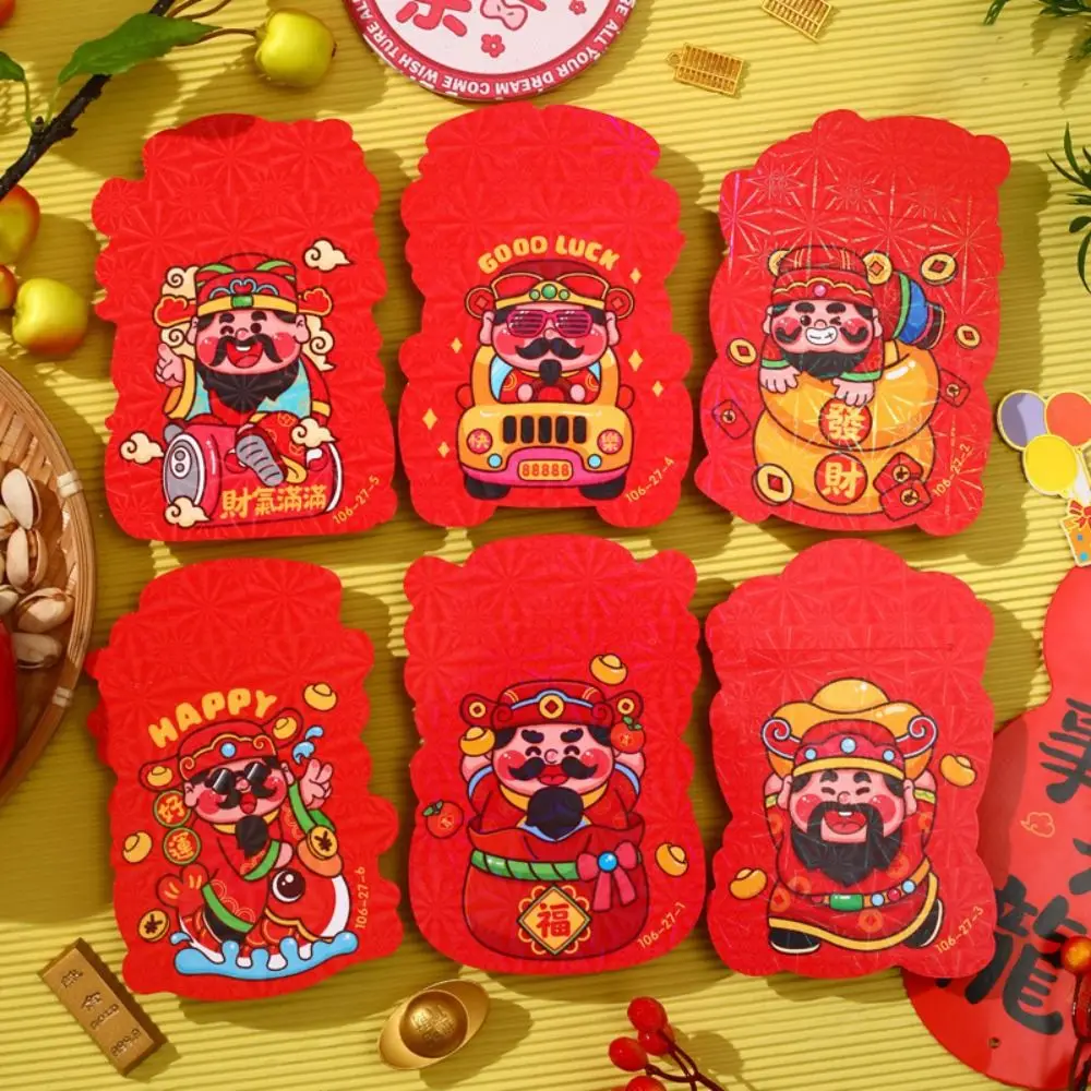 

6 шт., красный конверт с рисунком китайской змеи, лучшие пожелания, благословения, печать, новогодний конверт для денег, утолщенный смешанный узор
