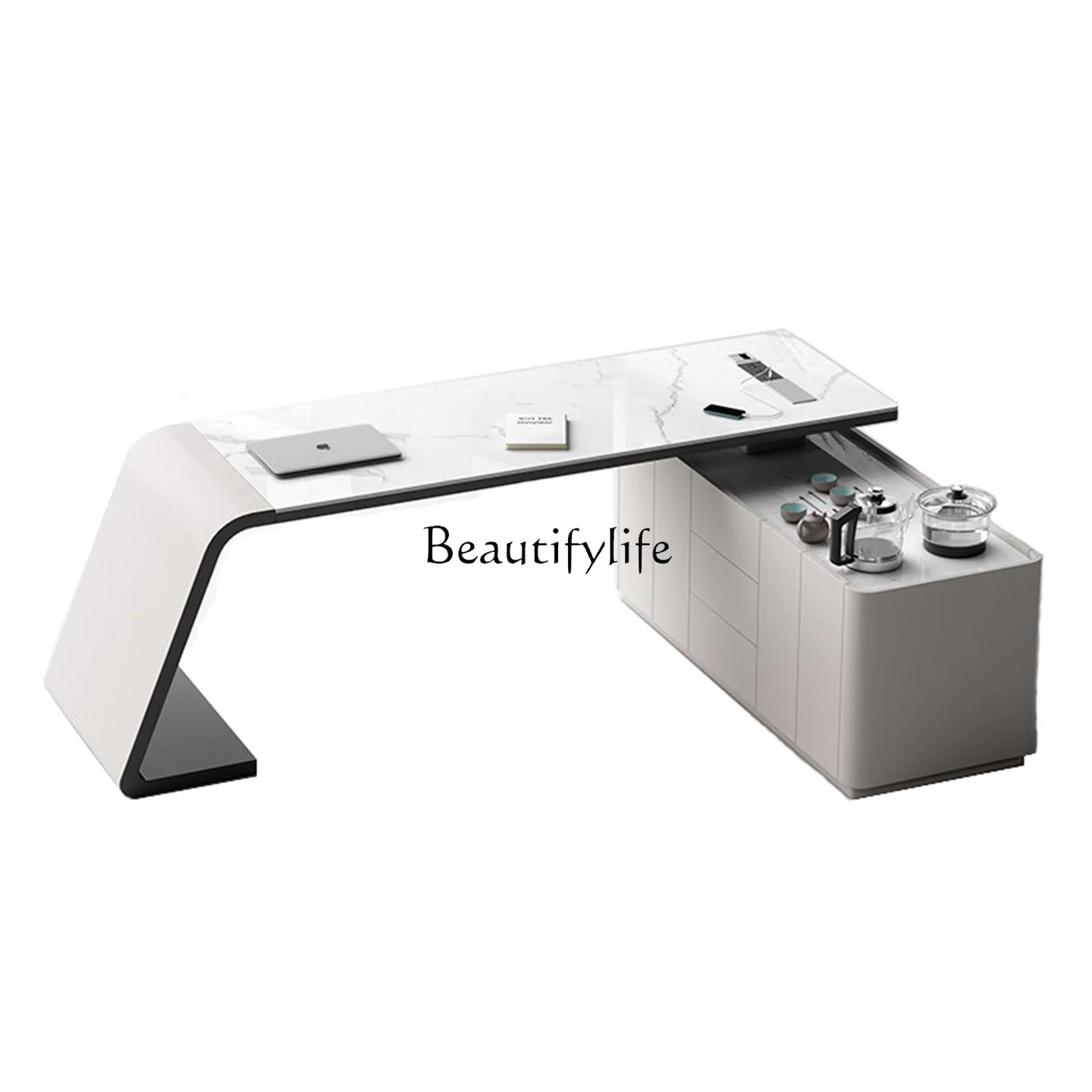 Light luxury rock slab living room tea table integrated dual-purpose household tea making desk with tea table