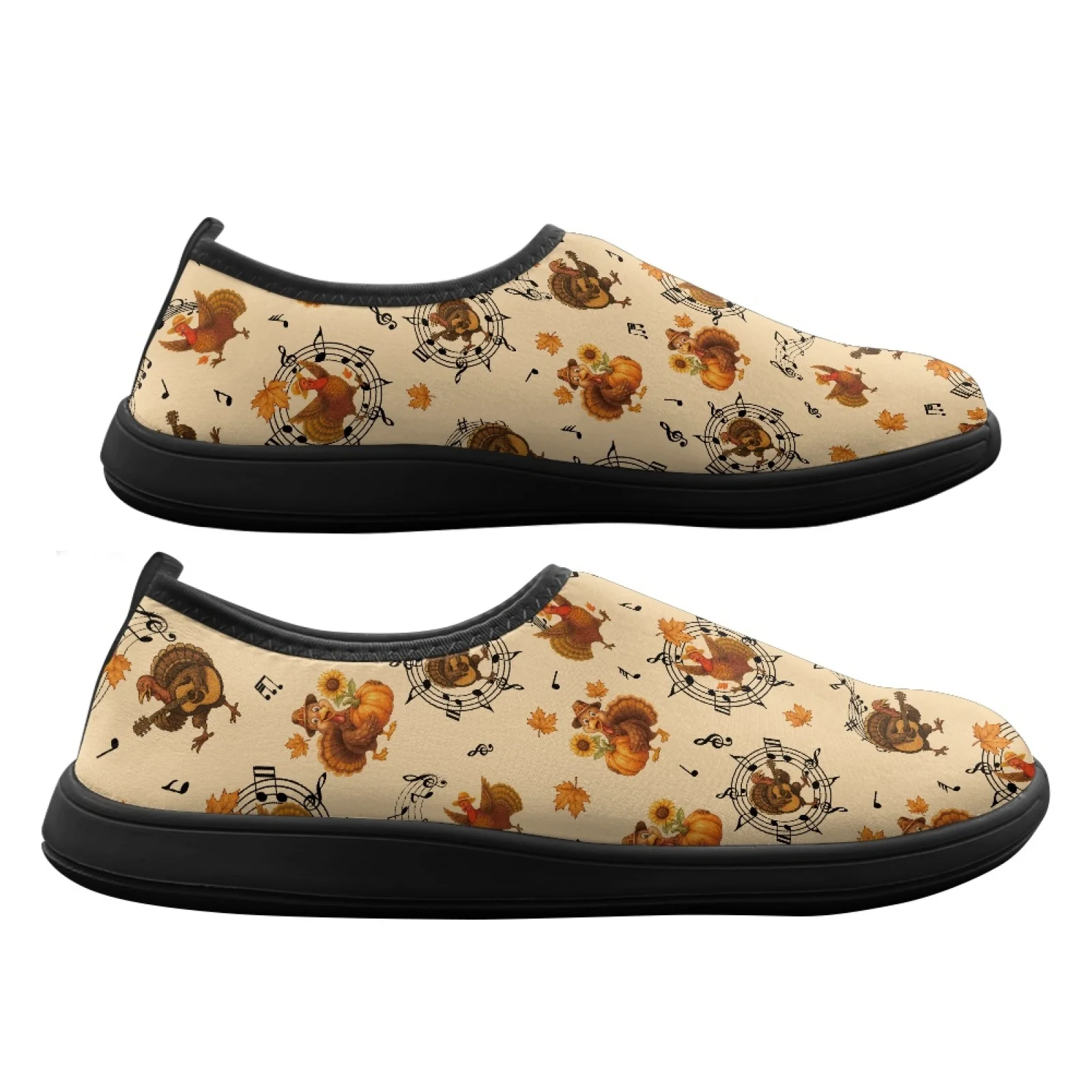 PENSTROLL Maple Leaf Music Pattern Non Slip Athletic Running Shoes Workout Gym Shoes for Men Slip On Walking Flats
