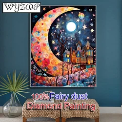 100% Fairy Dust Diamond Painting Kit Landscape Full Diamond Embroidery Moon Cross Stitch AB Diamond Art Full Crystal Home Decor