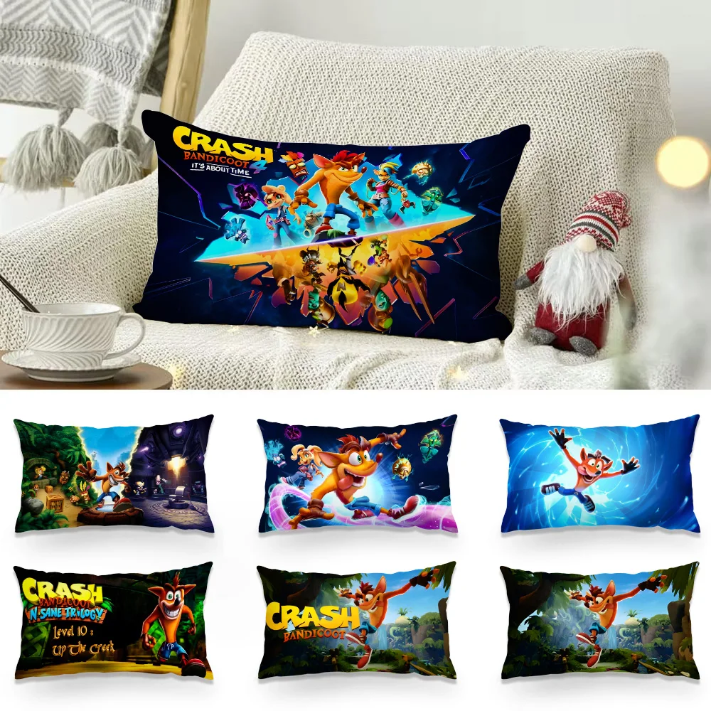 Cartoon Game Crashs Bandicoot Pillow Covers Cartoon Sofa Decorative Home Double-sided Printing Short Plush Cute Cushion Cover