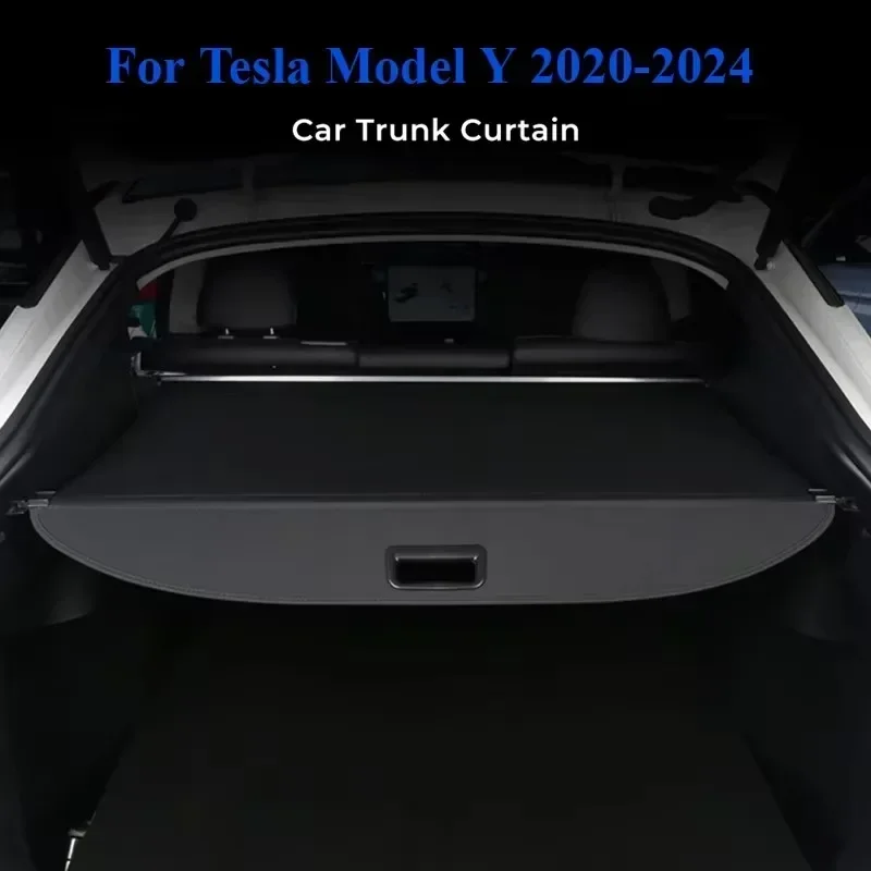 Image of Für Tesla Model Y Berlin Heckkoffer-Abdeckung, Einziehbarer Kofferraum-Organizer, Wasserdichter Sichtschutz, Laderaumabdeckung, Autoteile