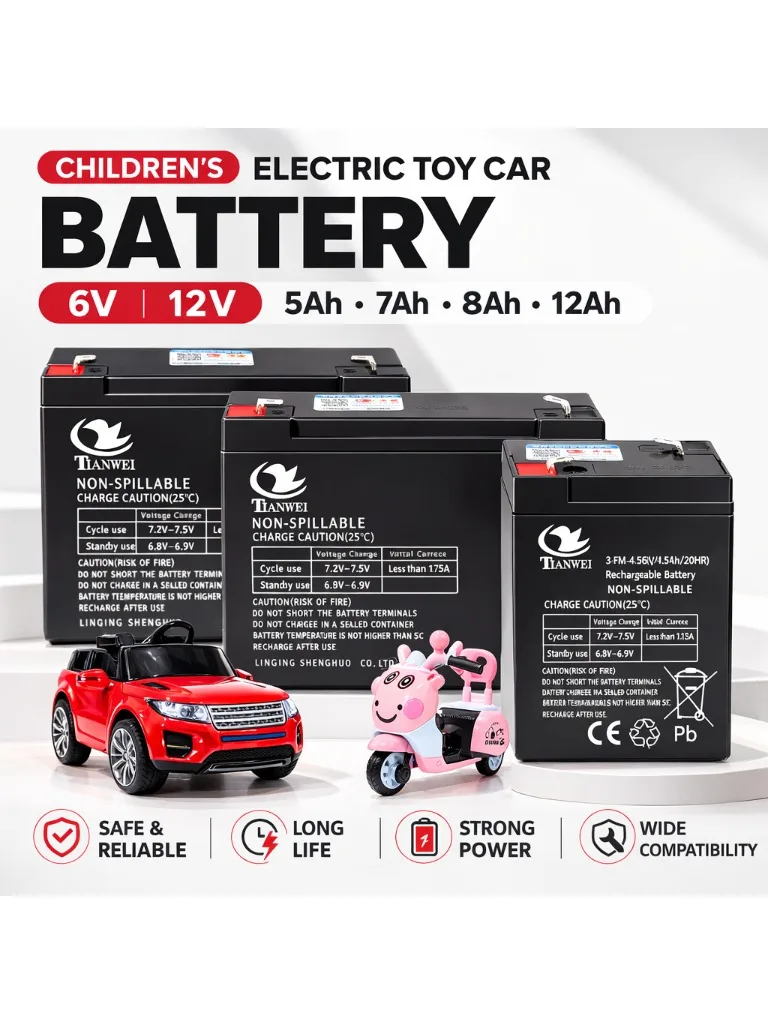 Hete 6V-12V Oplaadbare Batterij voor Elektrische Kinderauto's, Speelgoedauto's, Motorfietsen, Kinderwagens Batterij 5Ah 7Ah 8Ah 12Ah - afbeelding 2