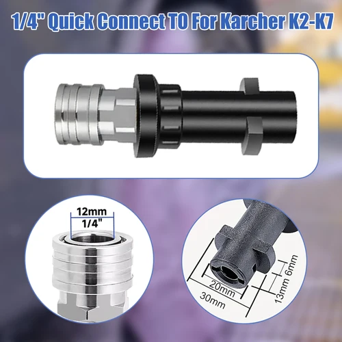 Imagen 2 del producto Adaptador de acero inoxidable de cañón de espuma ROUE para accesorio de lavadora a presión Compatible con Karcher K2-K7 con 5 boquillas de conexión rápida