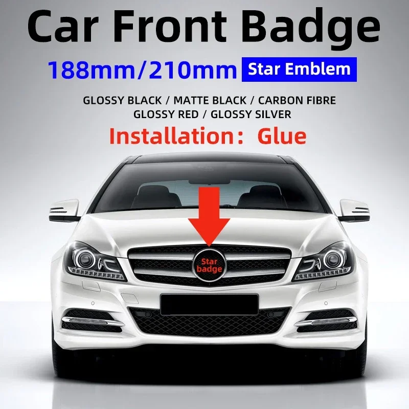 

1 шт., 188 мм, 210 мм, ABS, значок на переднюю решетку автомобиля, наклейка, эмблема для Mercedes Benz A/B/C/E/S Class GLA CLA GLE GLK CLK CLS GLS GLC
