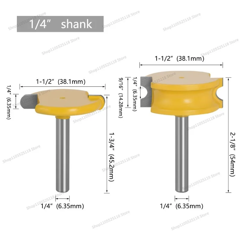 For 6/6.35/8/12/12 Shank 2-piece Set, Arc T-tenon Cutter, Woodworking Milling Cutter