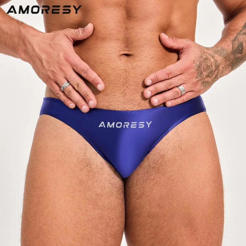 

Customized Men's Solid Color Ultra-low Waist Sexy Hip Lifting Sports Diving Spandex Triangle Swimsuit