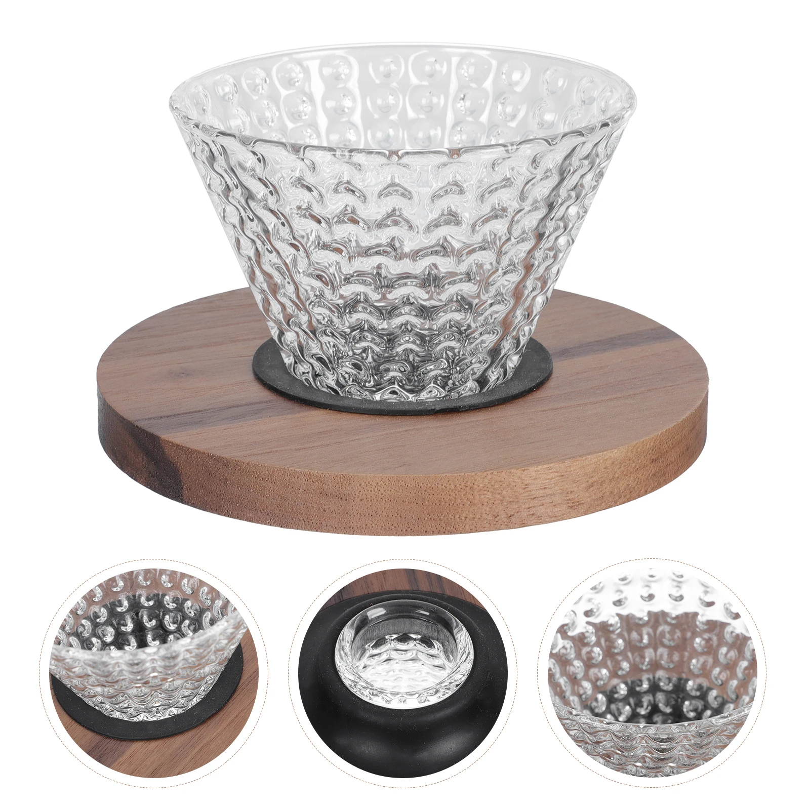 

Pot Glass Filter Cup Drip Sieve Wood Tray Coffee Drip Filter Cup Reusable Travel Practical Tool Coffee Maker Parts