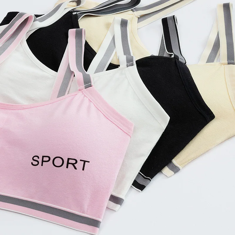 Teenage Girl Puberty Sports Underwear Student Korean Style Camisole Junior High School Students Wireless Cotton Thin Bra