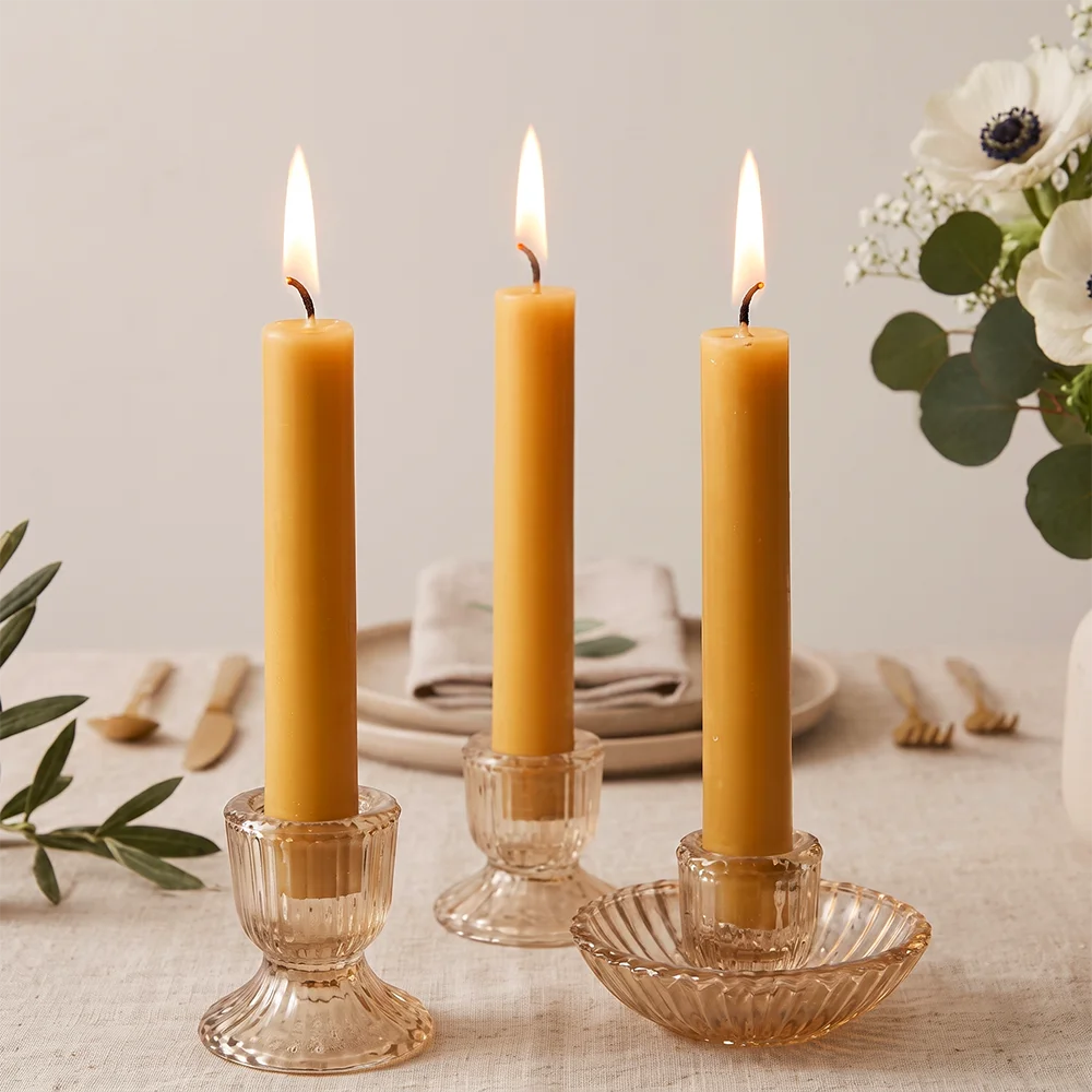 1 PACK Honey Shabbat candle Hanukkah Candle Beeswax Taper Honey Candles for Ritual Birthday Religious Unscented