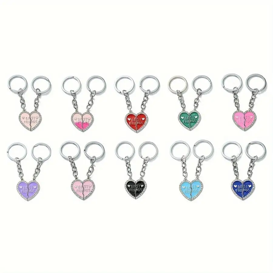 1/5/10/20/50/100pcs A Set of Zinc Alloy Friendship Heart Pendant Keychains, Creative Keychains, Car Keychains, Suitable for Matc