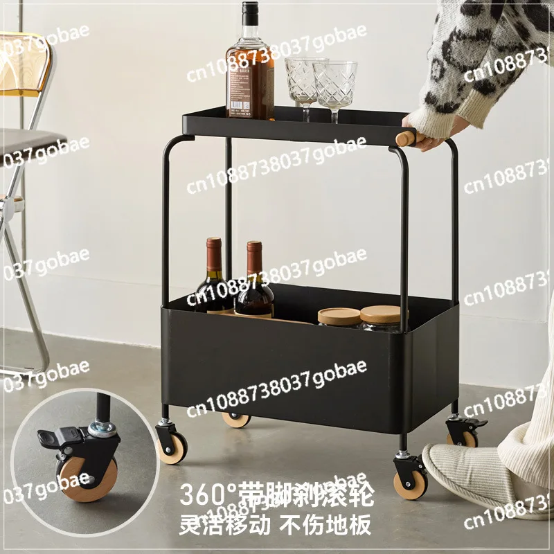 

trolley living room kitchen bedroom wrought iron wheel mobile snack tea rack