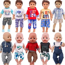 Born Baby Doll Clothes Outfit Bear Print Casual Home Wear for 43 Cm Baby Reborn Logan Boy Dolls,Our Generation Accessories Toys