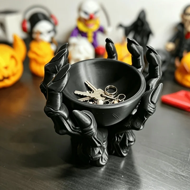 NEW Home Decor Ornaments Skeleton Claw Statue 3D Printed Gothic Style Halloween Decorations Devil Claw Storage Bowl Halloween