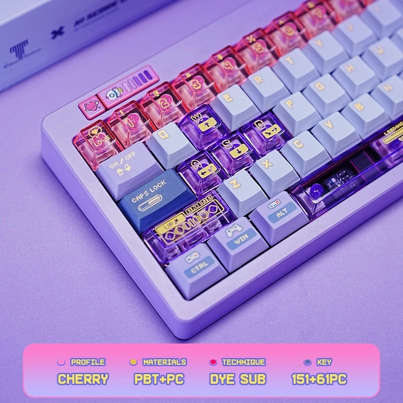 Titan Kingdom High Score Girl Theme Keycap 151 Key Original Factory Height PBT+PC Transparent Mechanical Keyboard Keycap