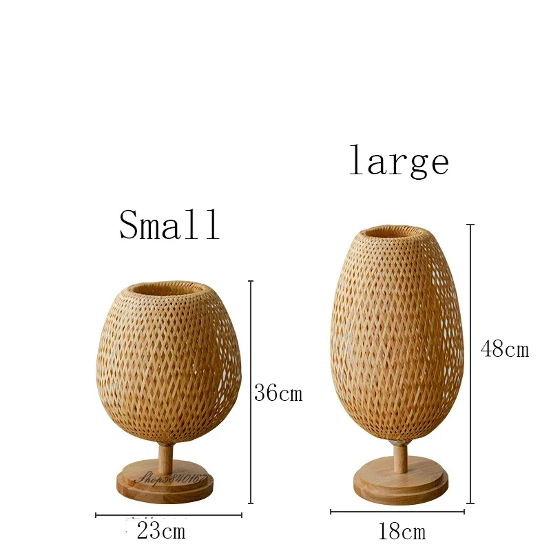 Vintage Bamboo Table Lamps Chinese Style Handmade Wooden Desk Lamp for Living Room Bedroom Decoration Creative E27 Beside Lamp