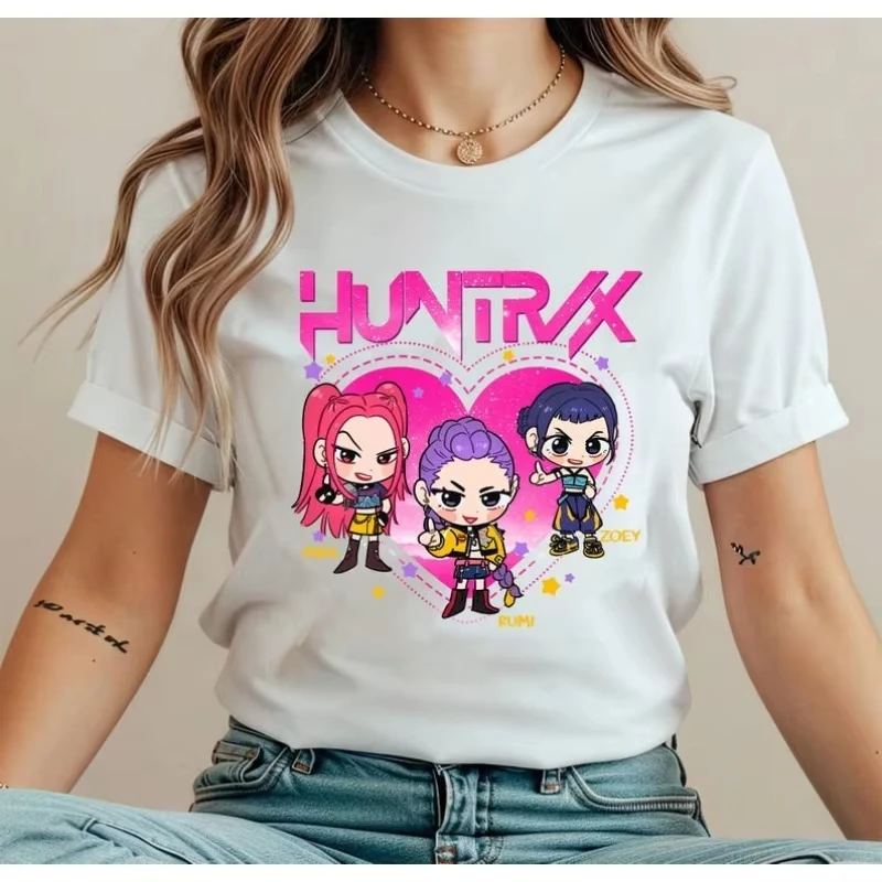 

Huntrix Kpop Demon Hunters Movie 2025 Graphics T Shirts Men Women's High Quality Fashion Oversized Cotton T-shirt Harajuku Tops
