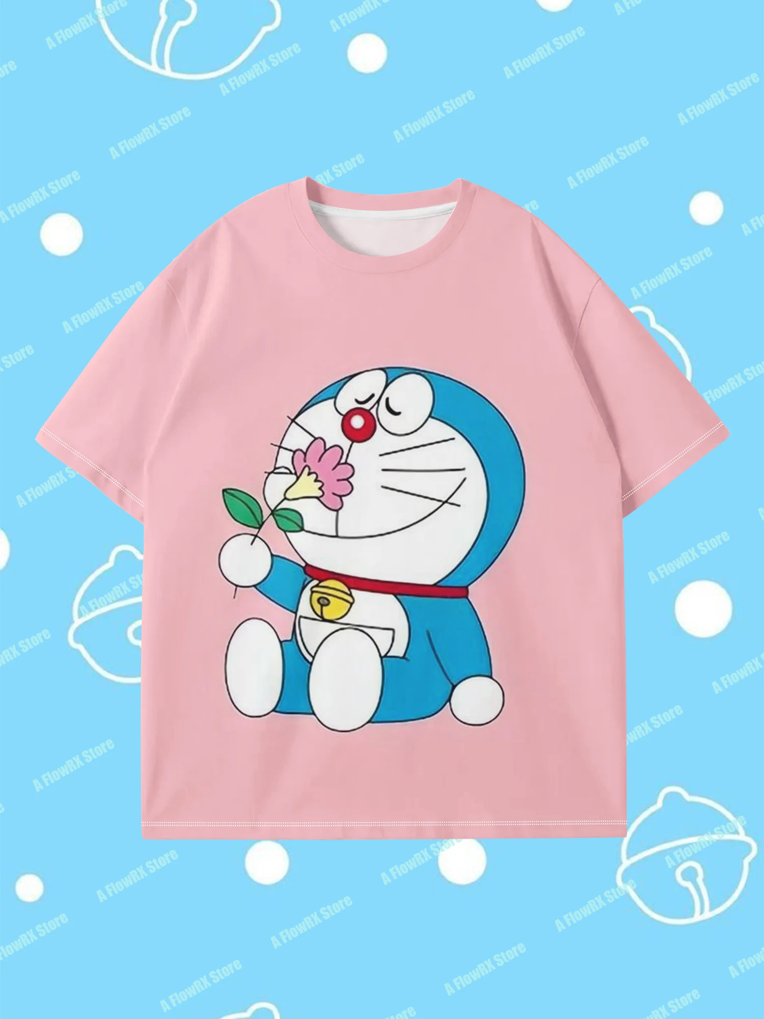 تيشيرتات Doraemon مطبوعة ثلاثية الأبعاد مثالية للاستخدام الخارجي غير الرسمي مناسبة للرجال والنساء والكبار والأطفال في الصيف ومريحة للتنفس