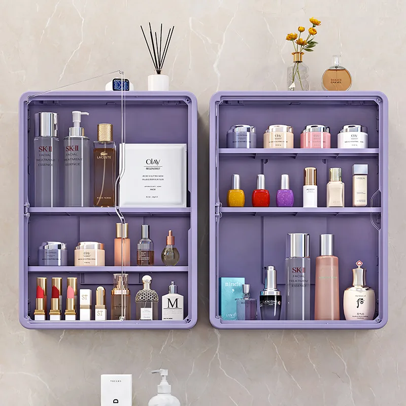 

Wall Mounted Makeup Organizer Box Multifunctional Bathroom Cosmetics Storage Boxes Multi Compartment Detachable Makeup Boxes
