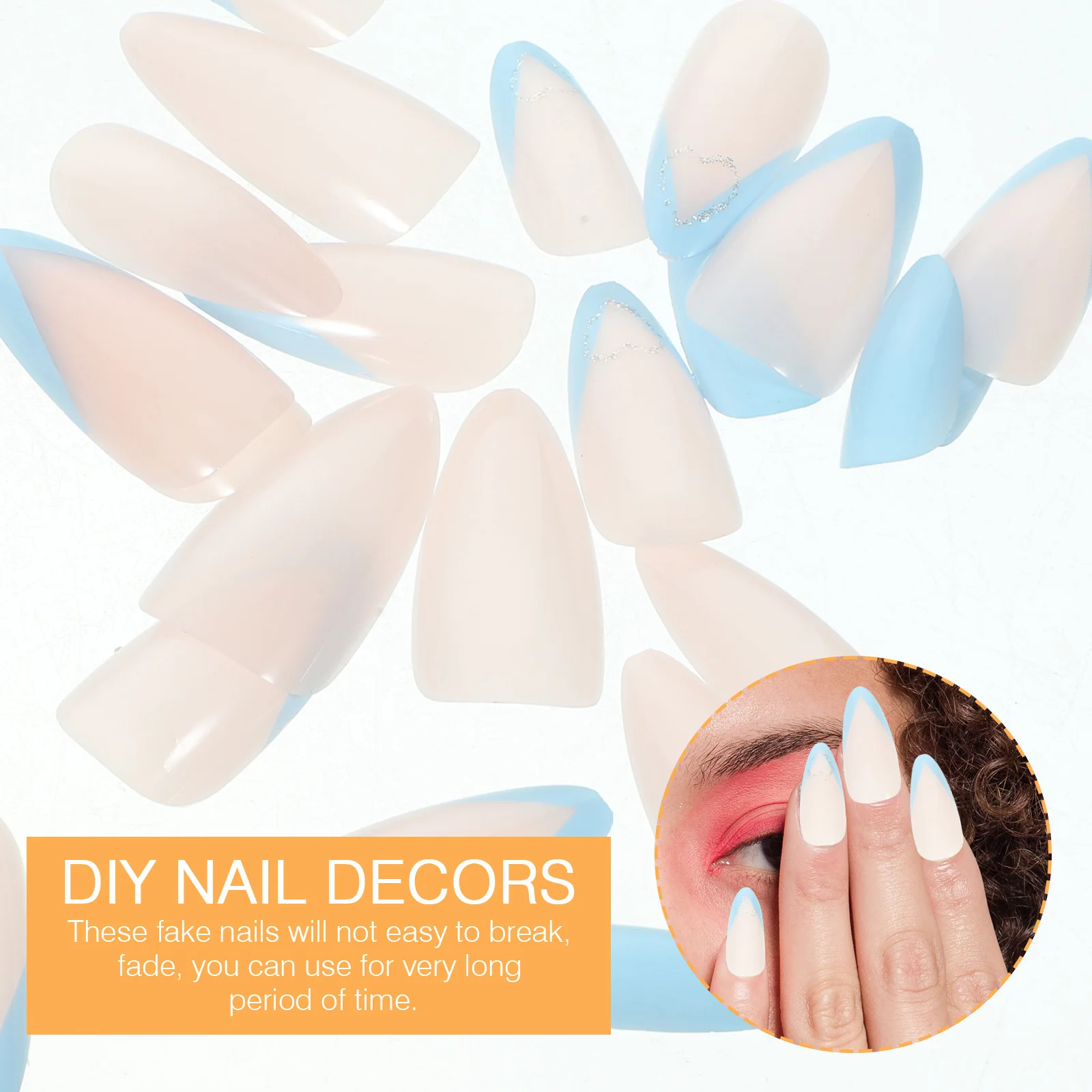 مجموعة واحدة من لوازم مانيكير ذات ألوان رقيقة للأظافر للنساء لحفلات الزفاف والديكور اليومي اضغط على الأظافر