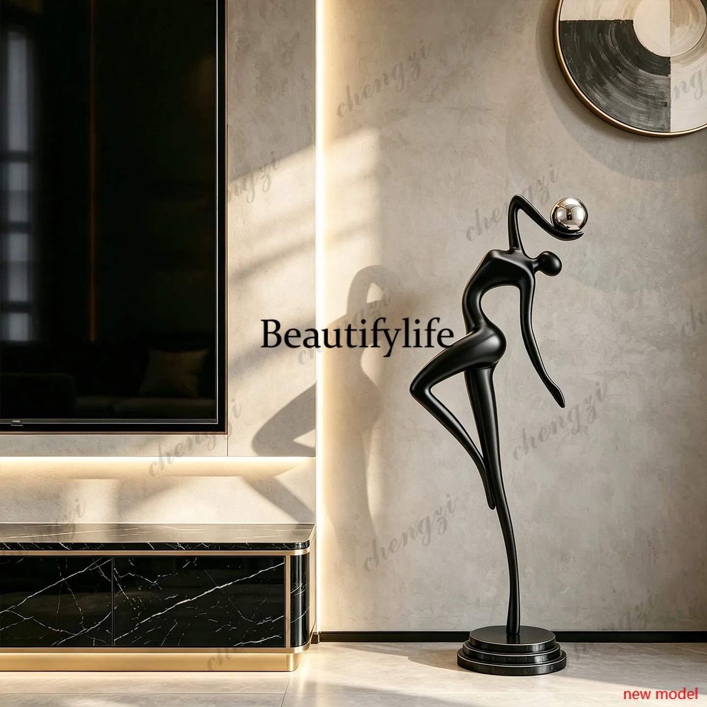 Asmt114Italian minimalist art sculpture vertical height ornament living room entrance entrance niche light luxury high-end human