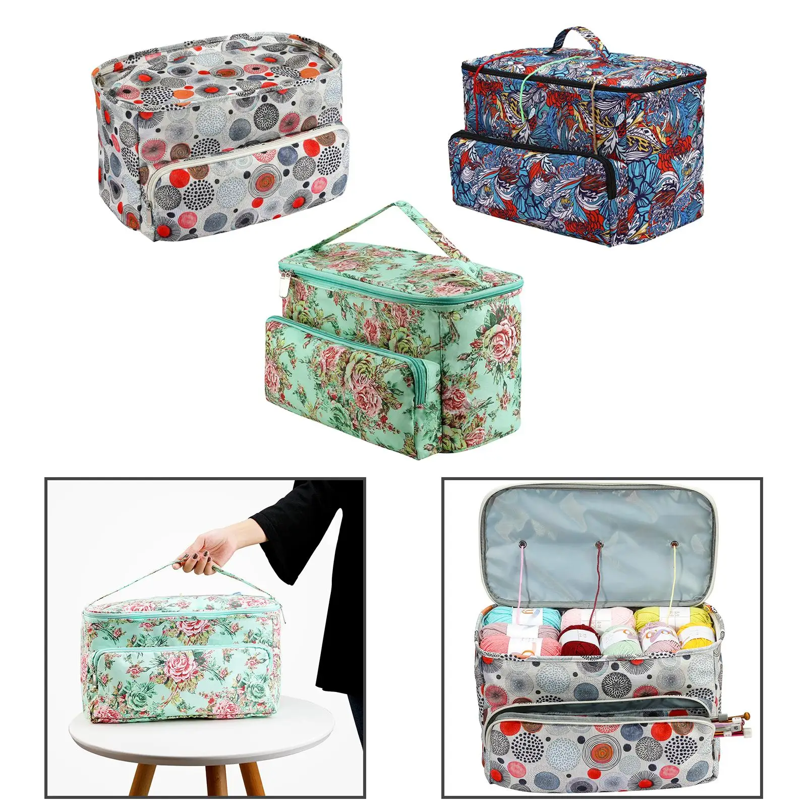 Sac fourre-tout polyvalent pour crochets, rangement de fil, poudres de stockage, couture, léger, créatif