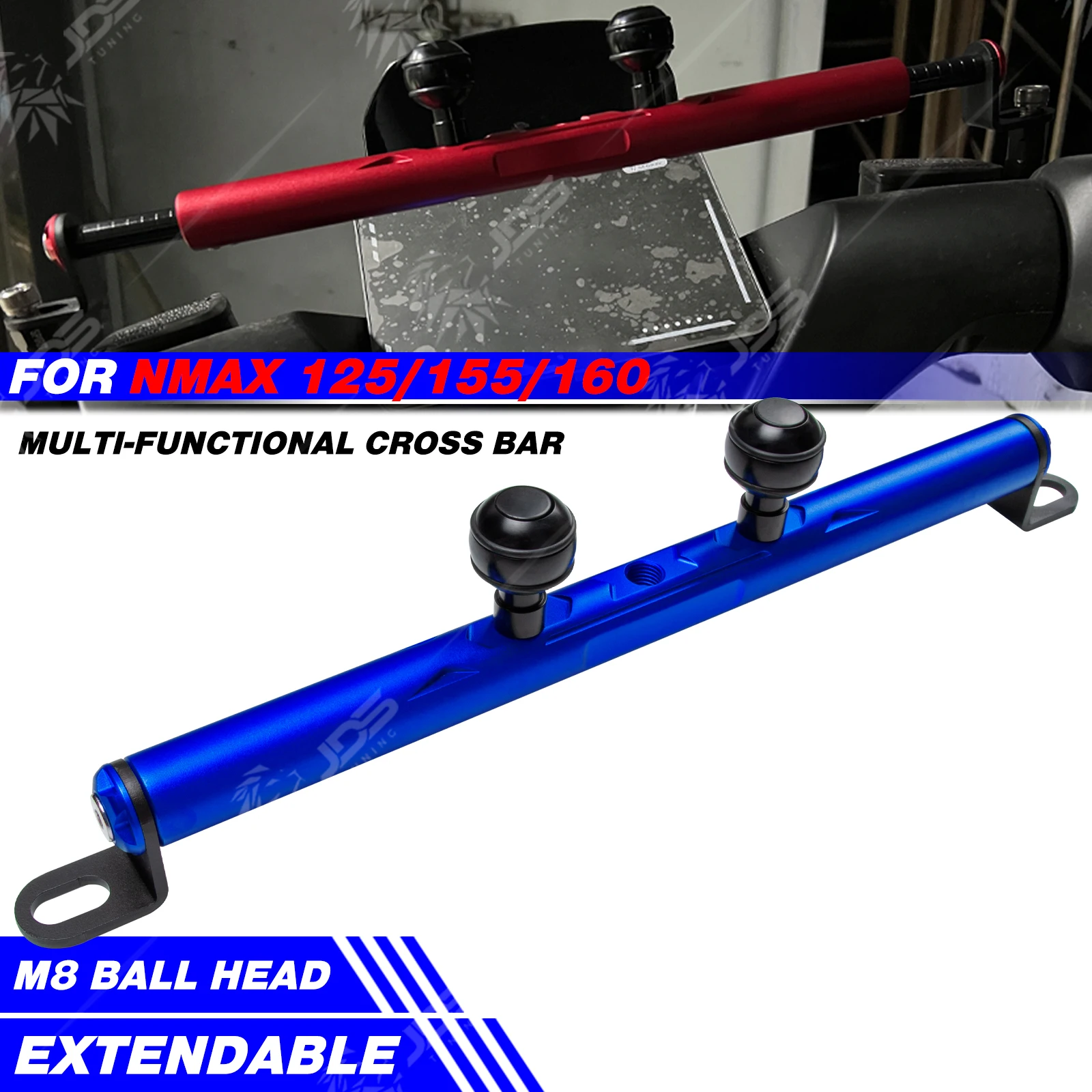 

JDSTUNING For YAMAHA NMAX 125/155/160 Crossbar Balance Beam Multifunction Bar Phone Holder Bracket Accessories Parts