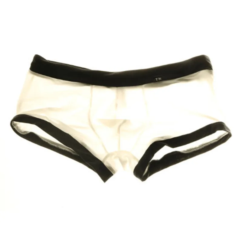 Men's Contrast Waistband Nylon Boxer Briefs Low Rise Elastic Breathable Underwear