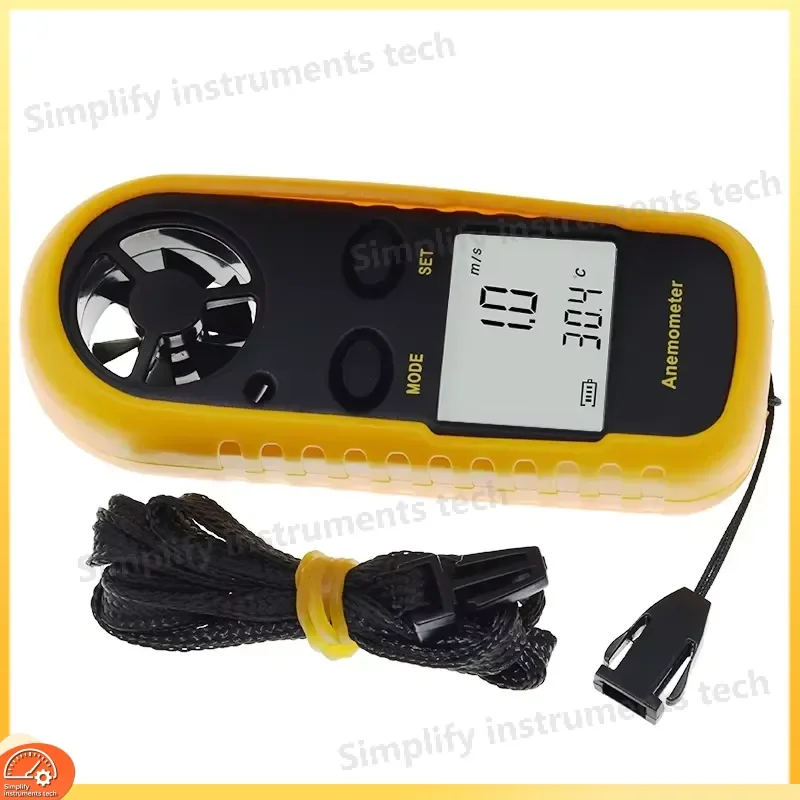 Digital Anemometer 0-30m/s Wind Speed Meter with LCD Backlight Temperature Tester -10 to 45C Air Flow Gauge Handheld Wind