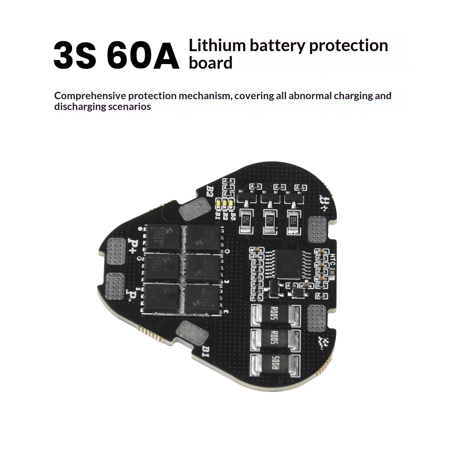 3 strings 11.1V 18650 lithium battery protection board module with balanced 60A current, built-in voltage detection circuit
