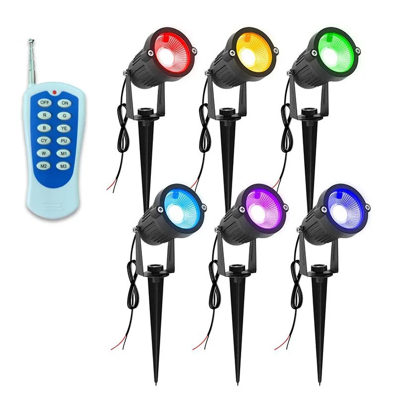 Lampade da giardino a LED RGB con telecomando senza fili 4/6 in 1 Decorazione da giardino impermeabile AC220V24V Faretto IP65 per luce paesaggistica