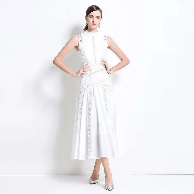 ジャマリオ-女性の花の刺繍メッシュチュールドレス、ホリデーフリル、プロムドレス、中空アウト、エレガント、ヴィンテージ、デザイナー、夏、新しい、2024