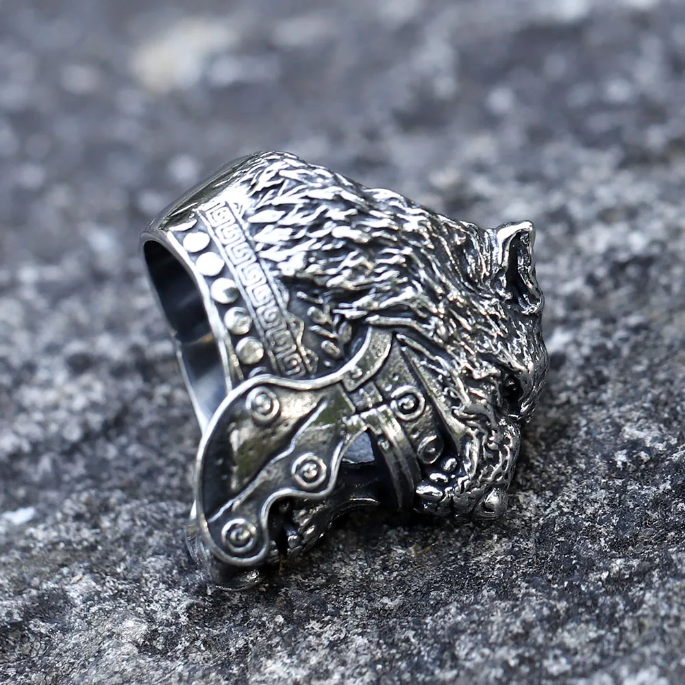 2022 NEW Men\'s 316L stainless-steel rings Vintage wolf and skull viking ring gothic high-quality Jewelry Gifts free shipping