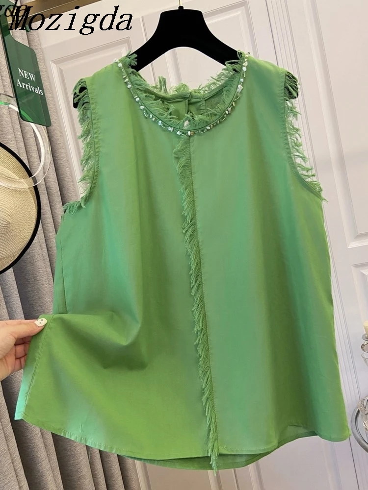 

Large Size Tassels Sleeveless T Shirt Women Stream Su Border Shell Design Shirt Woman Ladies Loose Vest Tops