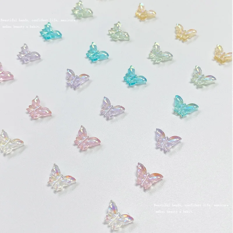 50pcs/lot Nail Butterfly Jewelry 2023 New Electroplated Flying Wing Butterfly Resin Stereoscopic Small Butterfly